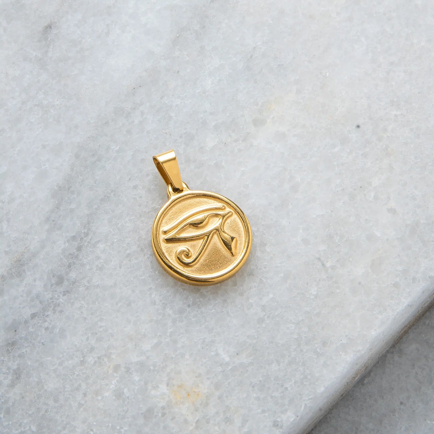 Eye of Horus Gold Pendant + Serpent Chain Necklace
