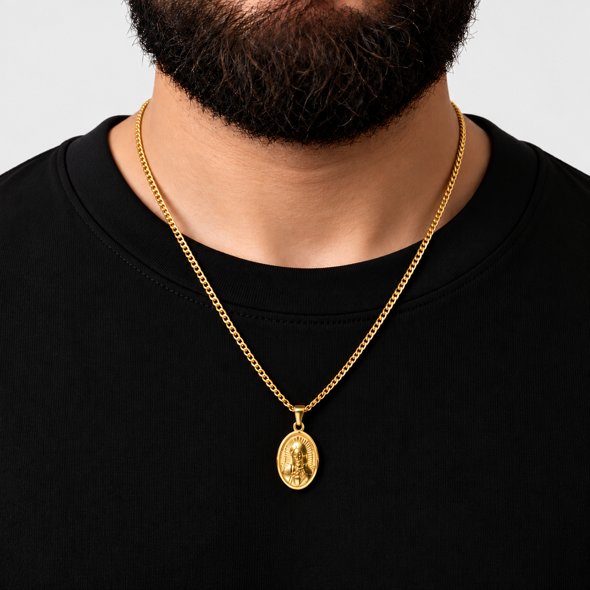 Blessed Mary Pendant + Curb Necklace