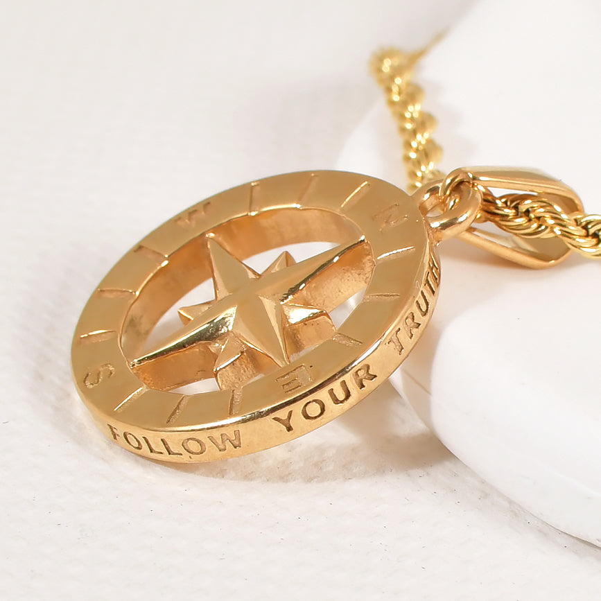 True North Pendant + Curb Chain Necklace