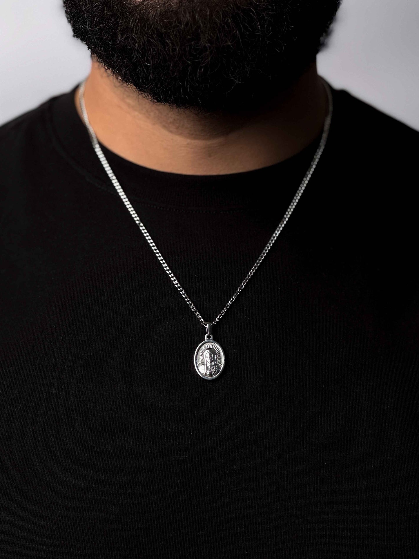 Blessed Mary Pendant + Curb Necklace