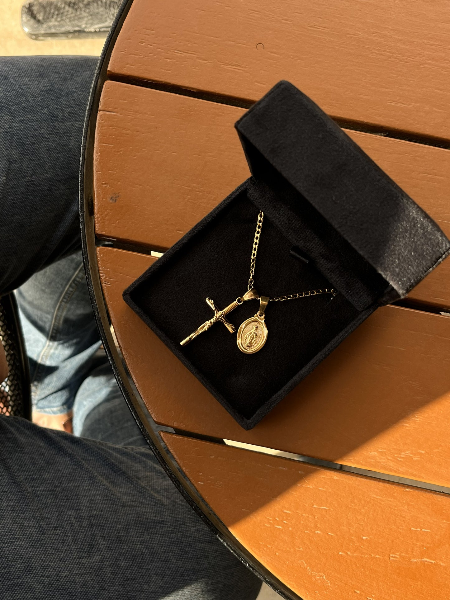 Crucifix & Mercy + Curb Necklace