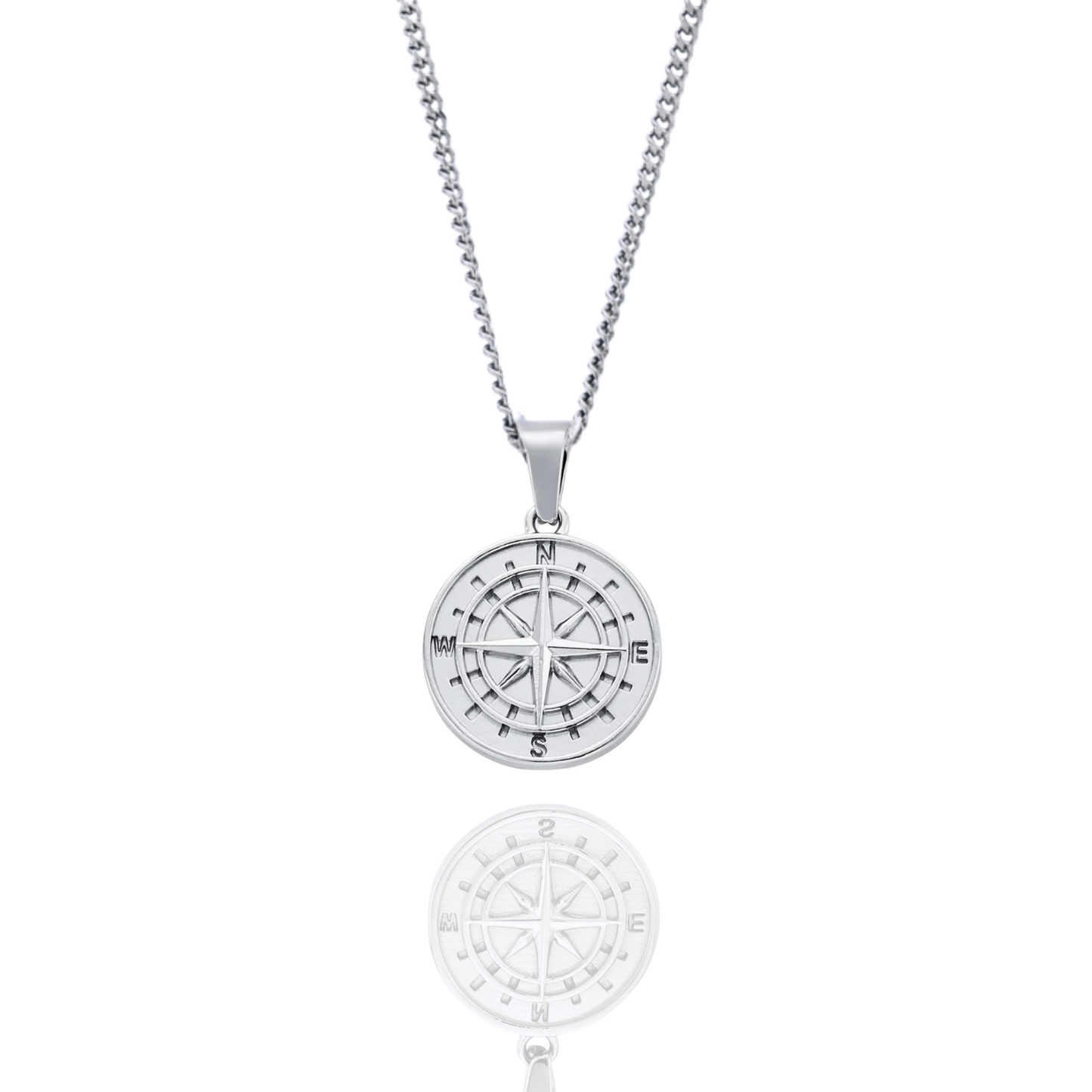 Compass Pendant + Curb Chain Necklace
