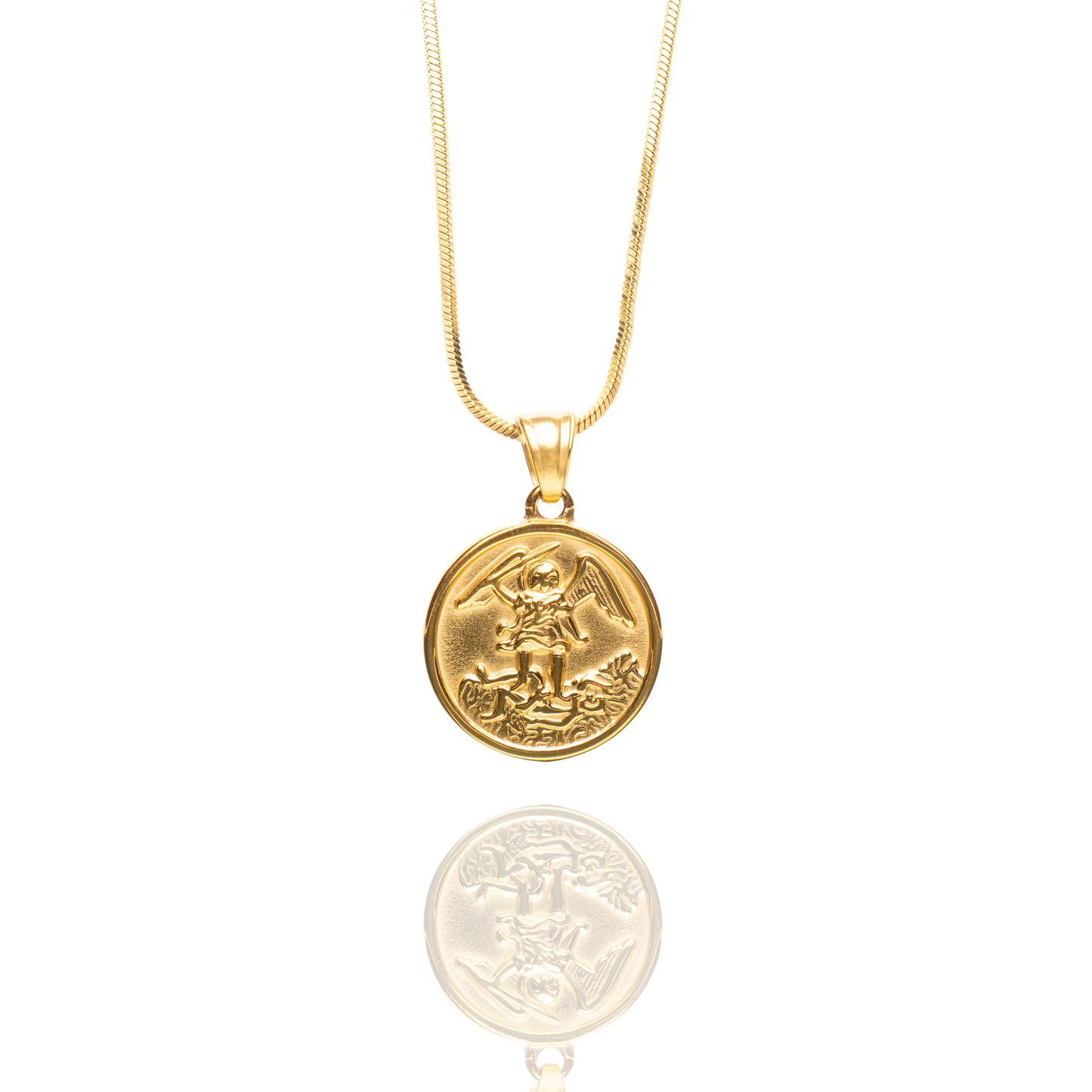 Saint Michael Pendant + Serpent Chain Necklace