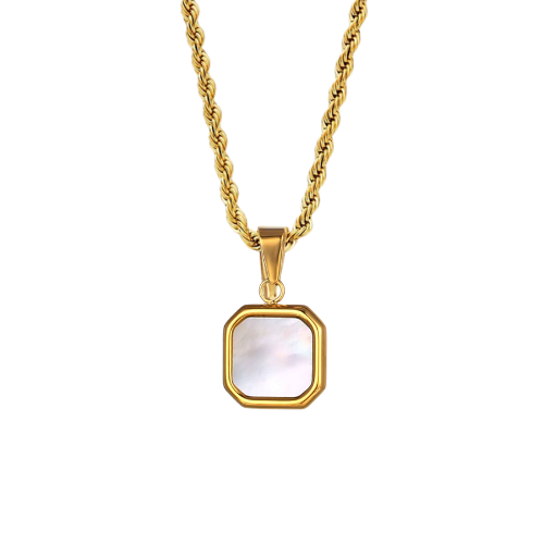 Pearl Frame Pendant + Rope Necklace