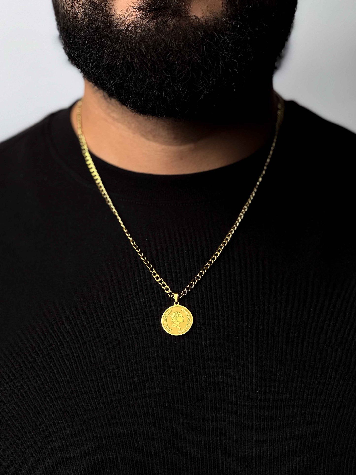 Queen Elizabeth II Coin Pendant + Curb Necklace