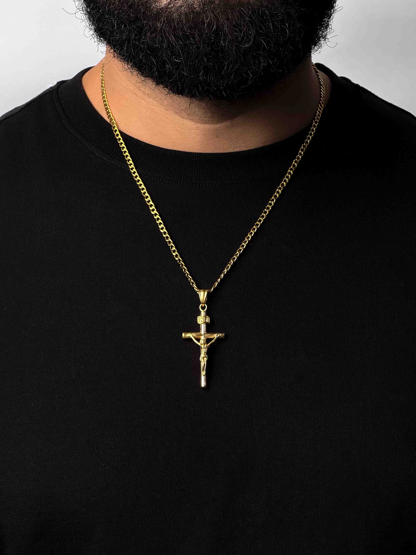 قلادة صليب INRI + قلادة سلسلة كبح