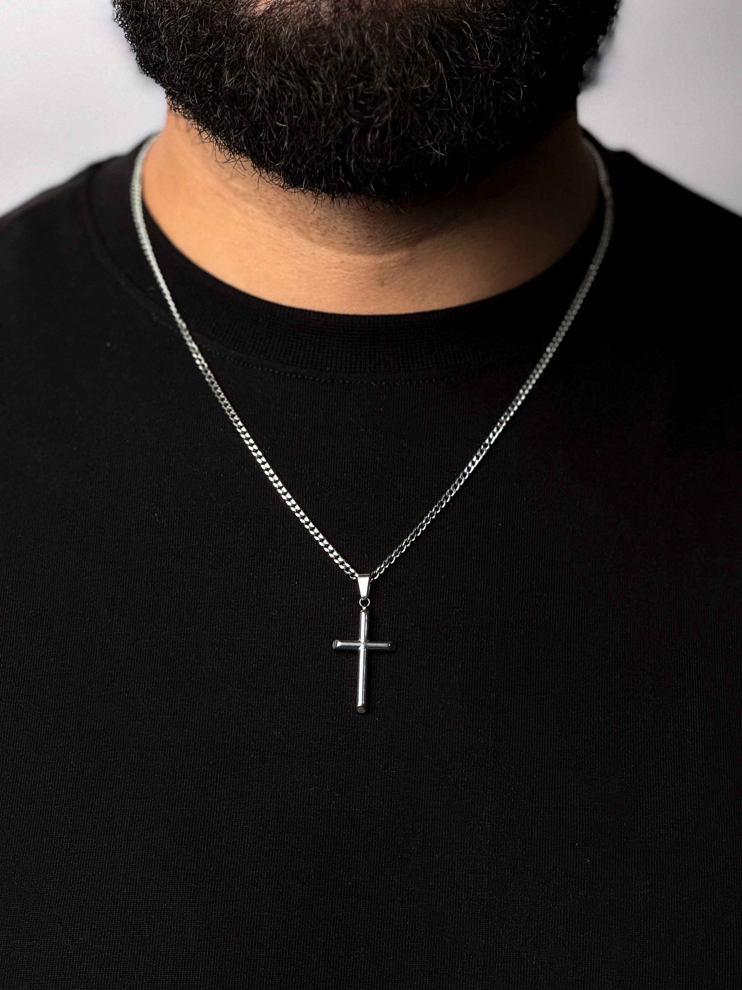 Cross Pendant + Curb Chain Necklace