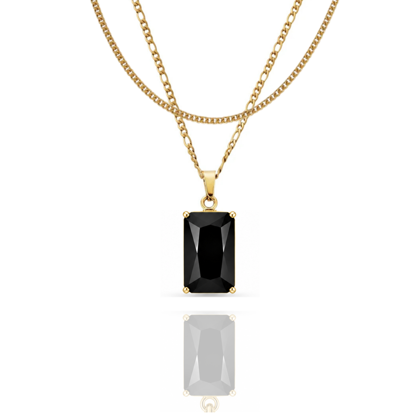 Regal Stone Pendant + Double Layered Necklace