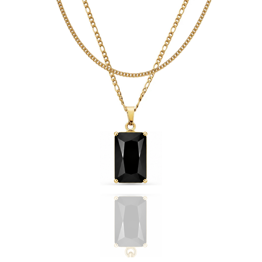 Regal Stone Pendant + Double Layered Necklace