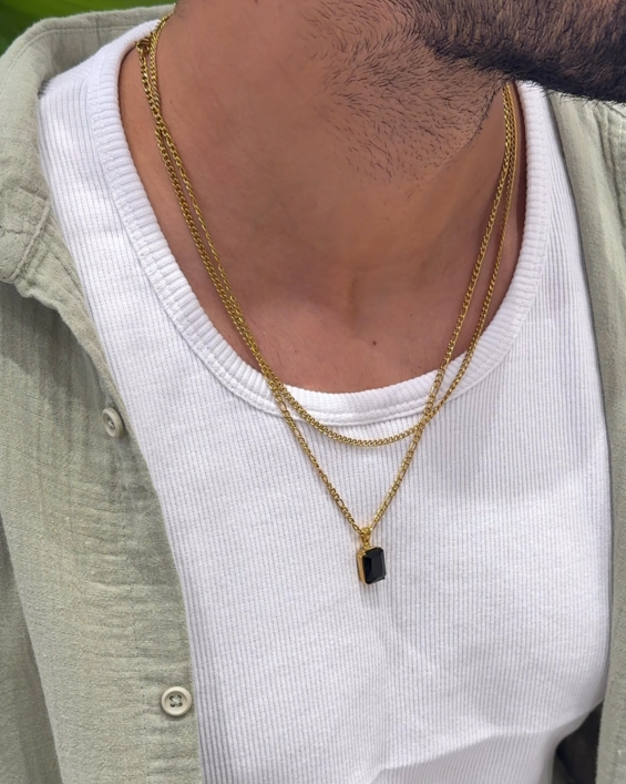 Regal Stone Pendant + Double Layered Necklace