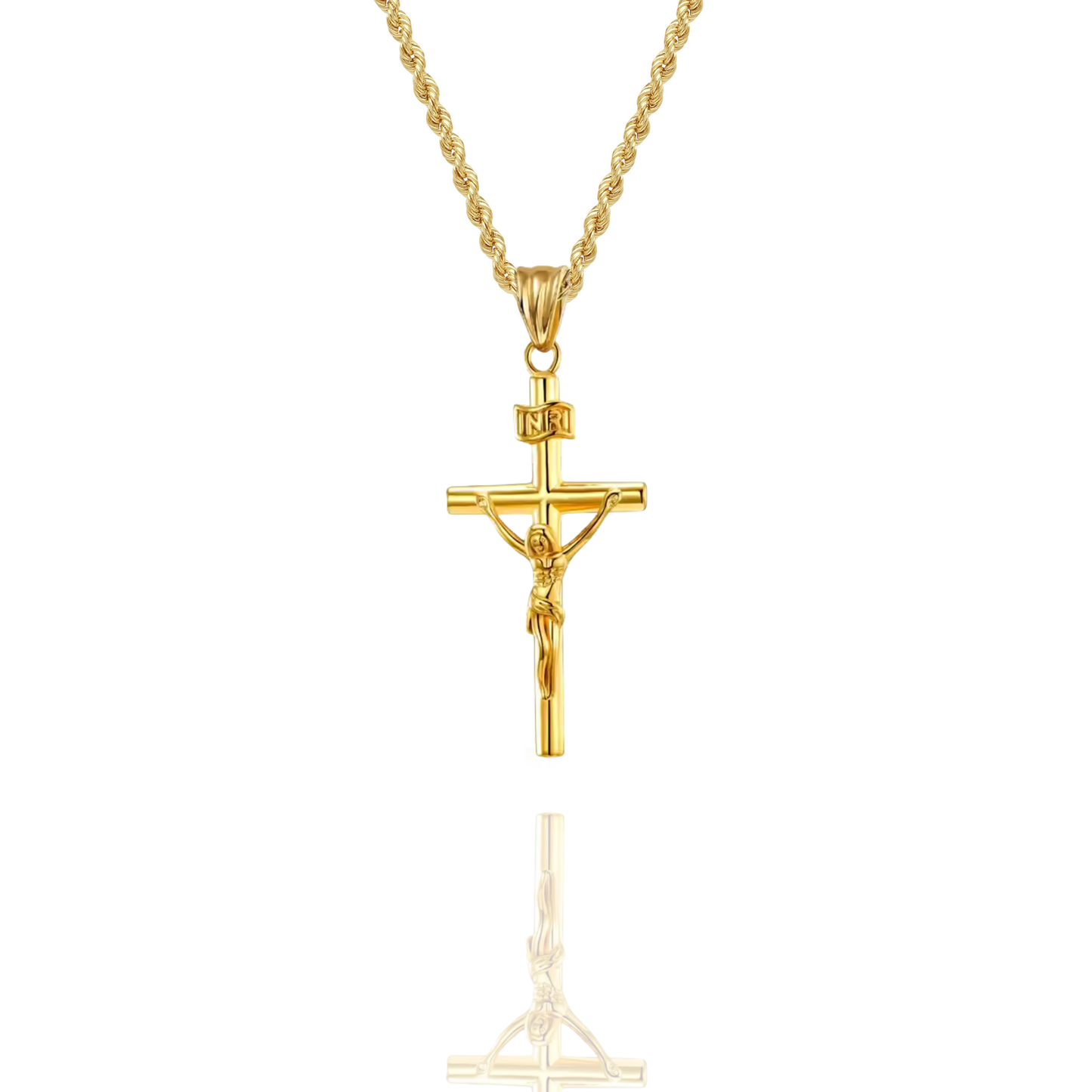INRI Cross Pendant + Rope Necklace