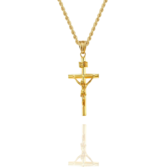 INRI Cross Pendant + Rope Necklace