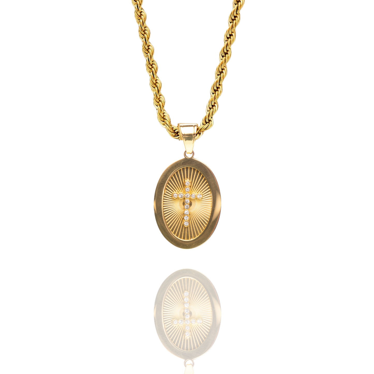 Radiant Cross Pendant + Rope Necklace