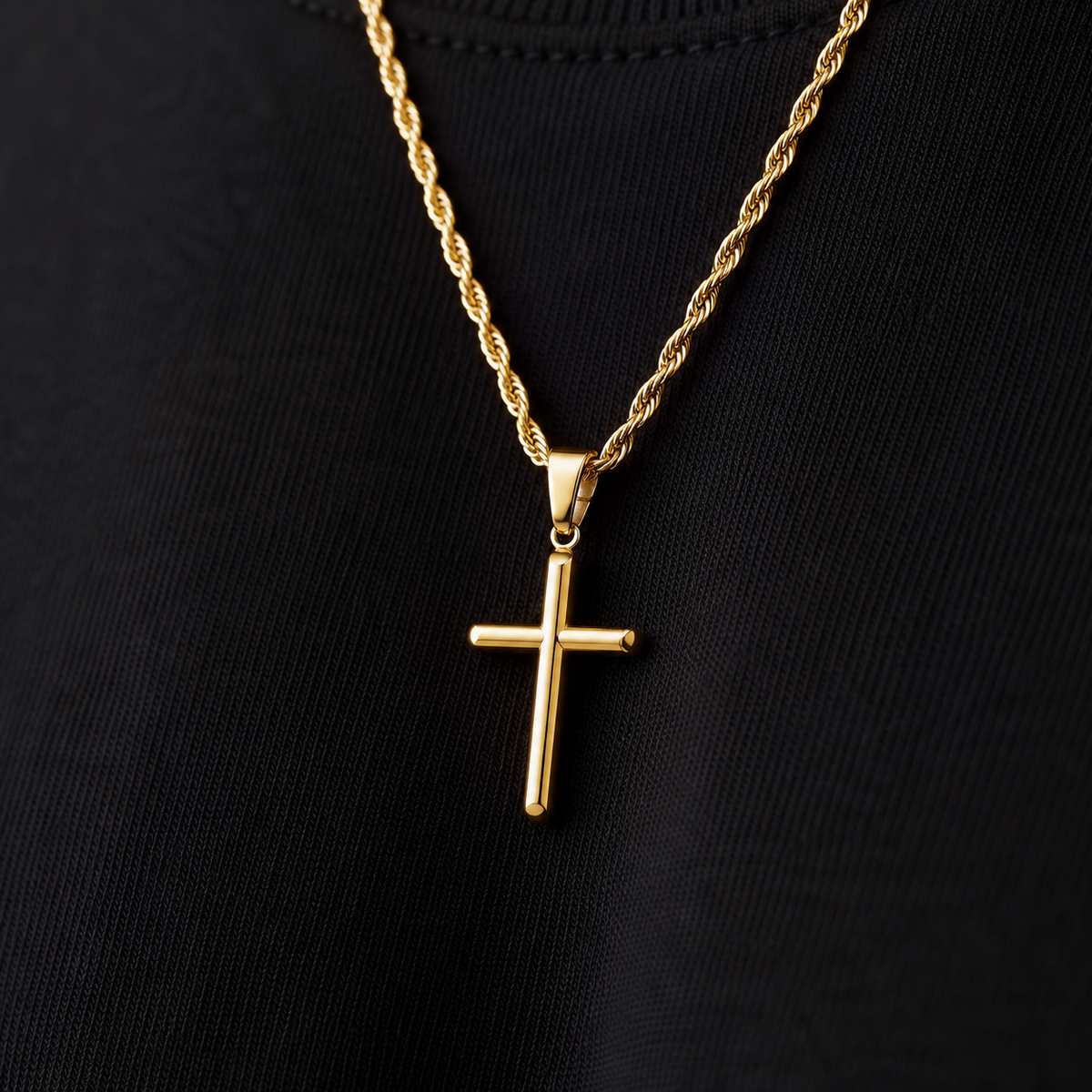 Cross Pendant + Rope Necklace