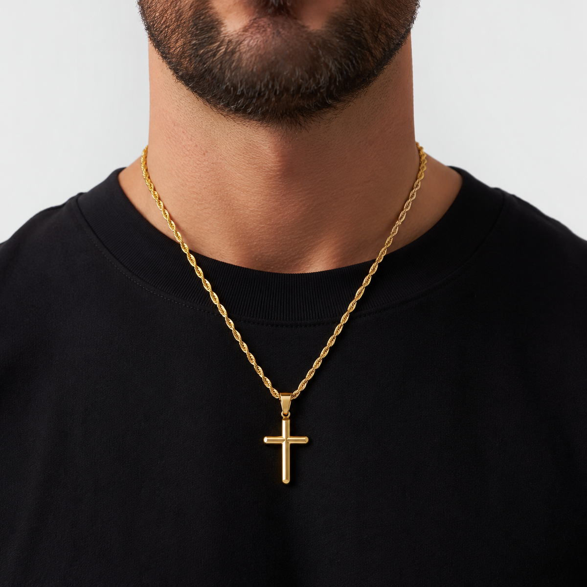 Cross Pendant + Rope Necklace
