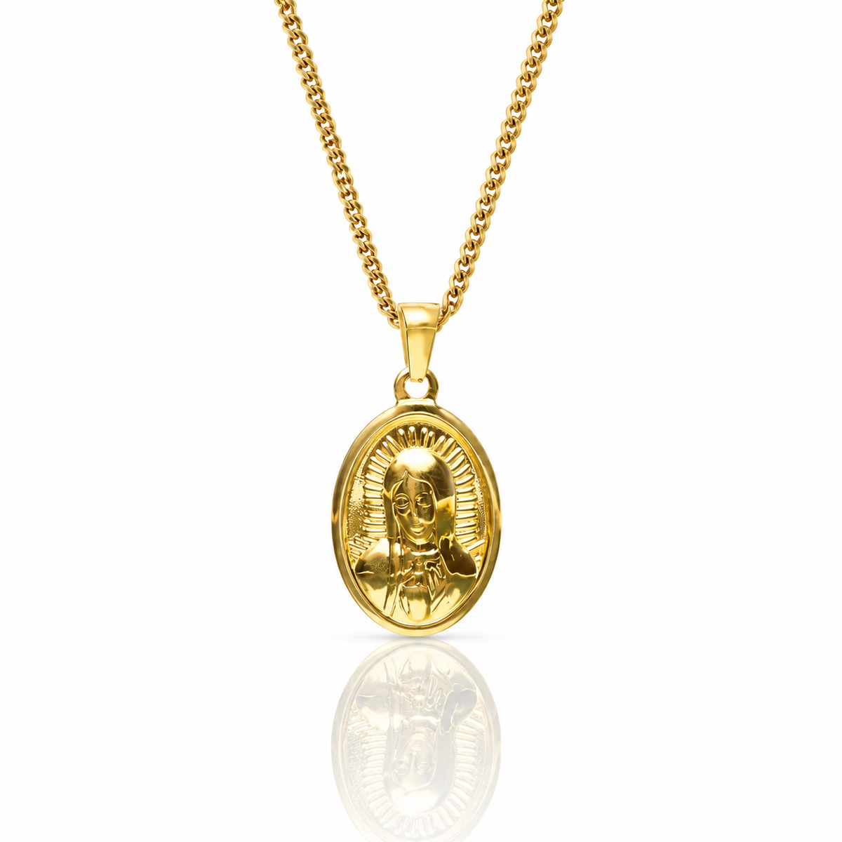 Blessed Mary Pendant + Curb Necklace