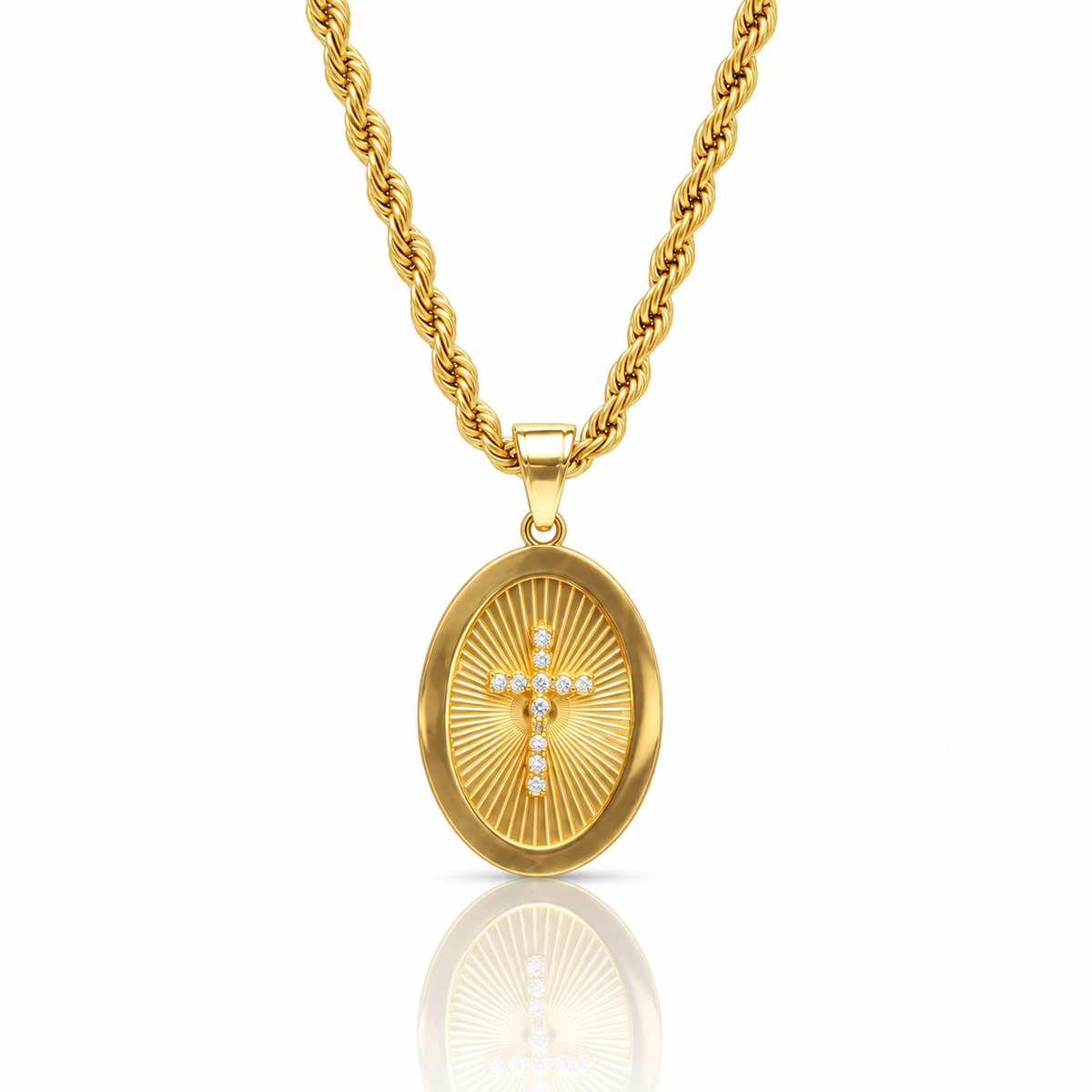 Radiant Cross Pendant + Rope Necklace