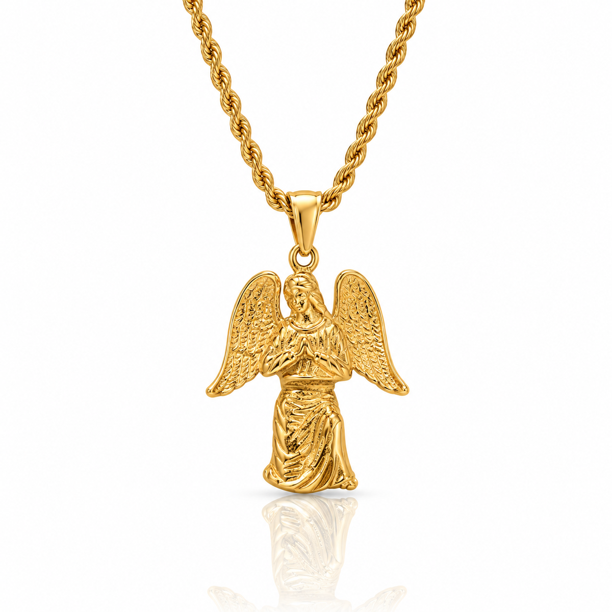 Guardian Angel Pendant + Rope Necklace