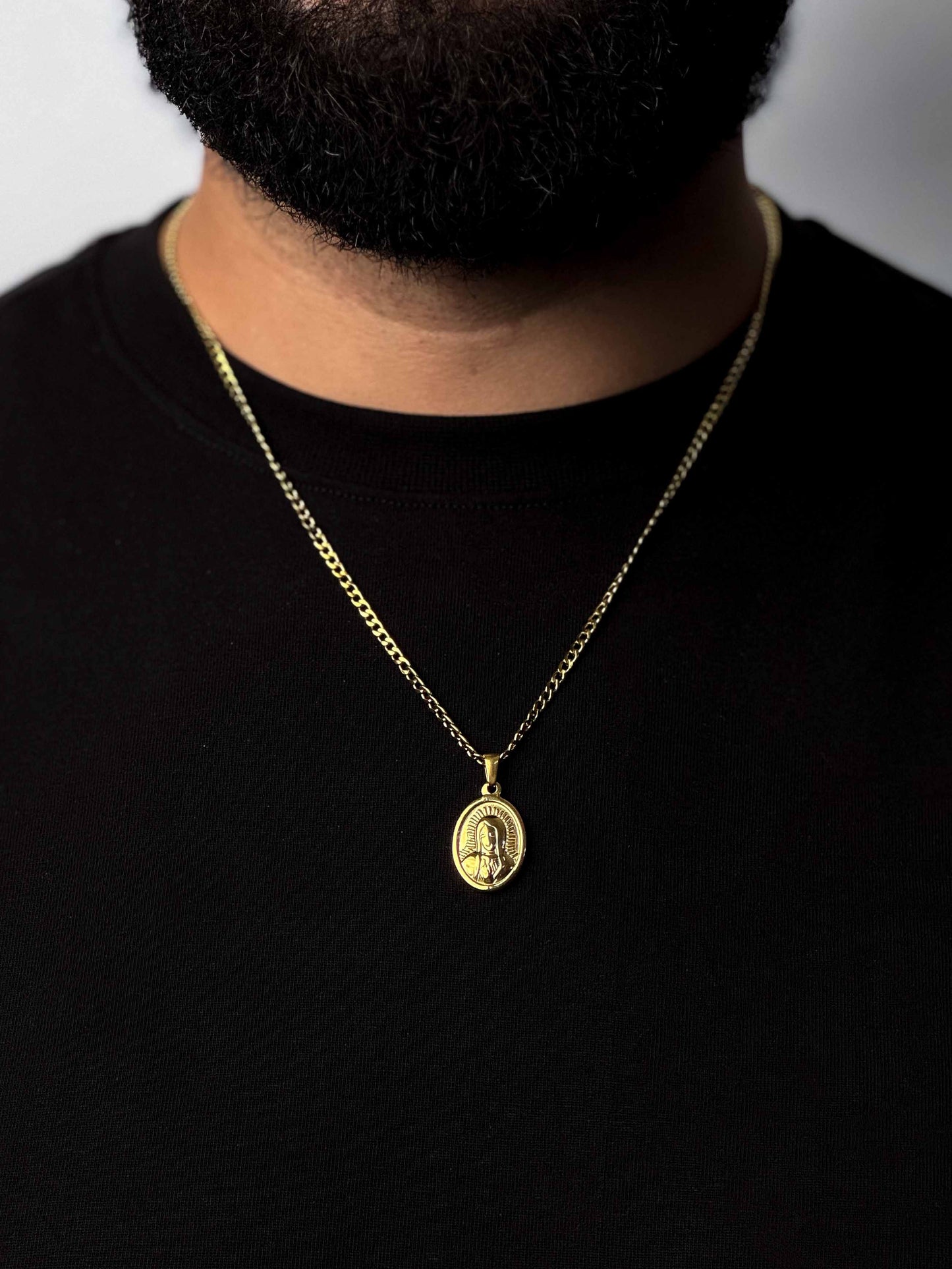 Blessed Mary Pendant + Curb Necklace