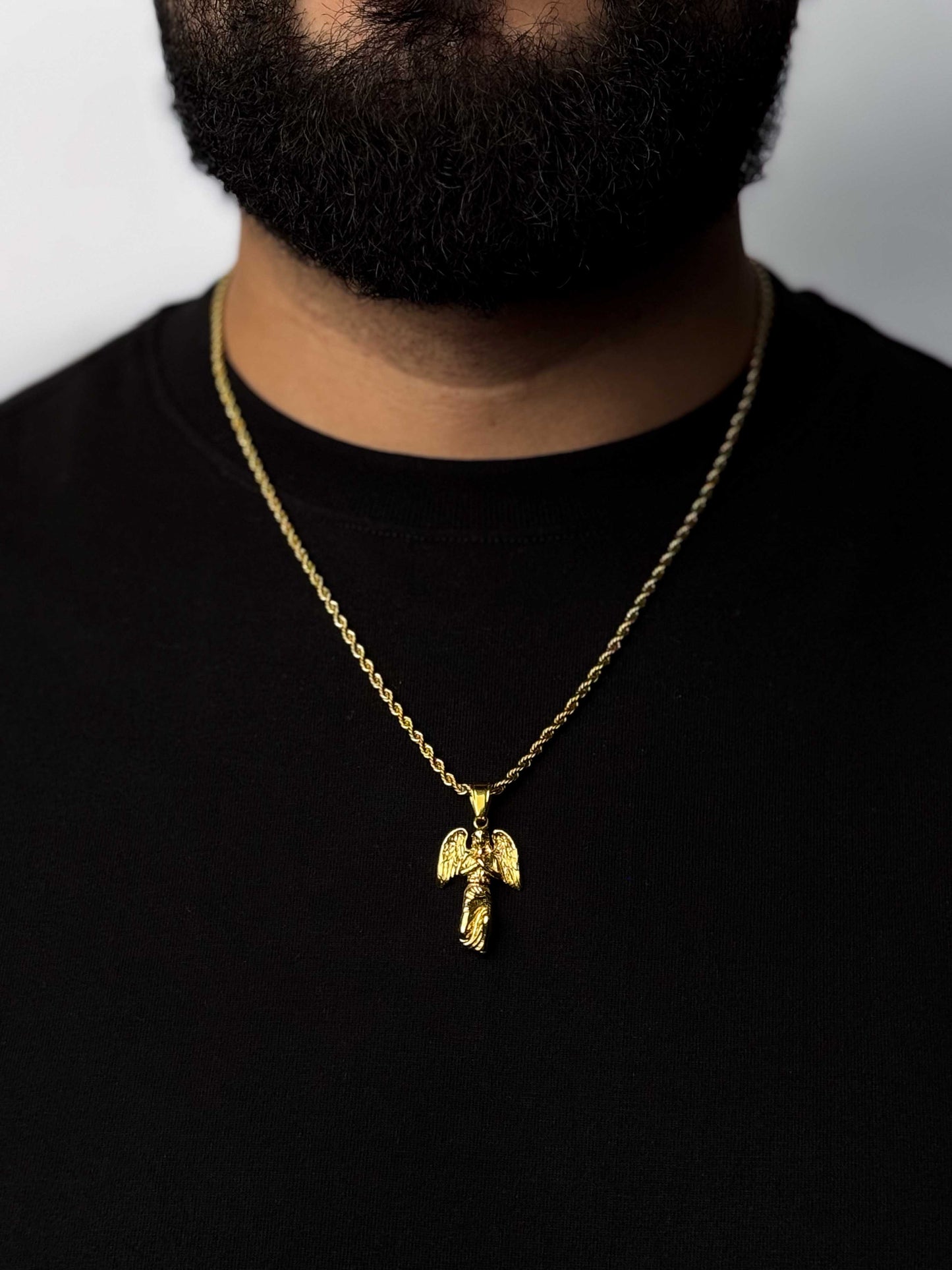 Guardian Angel Pendant + Rope Necklace