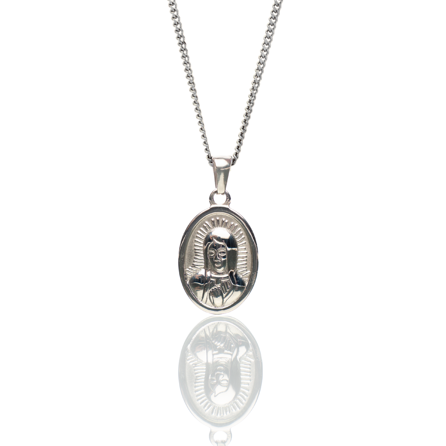 Blessed Mary Pendant + Curb Necklace