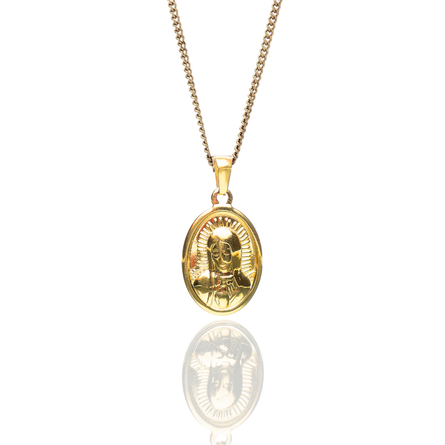 Blessed Mary Pendant + Curb Necklace
