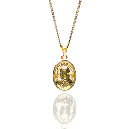 Blessed Mary Pendant + Curb Necklace