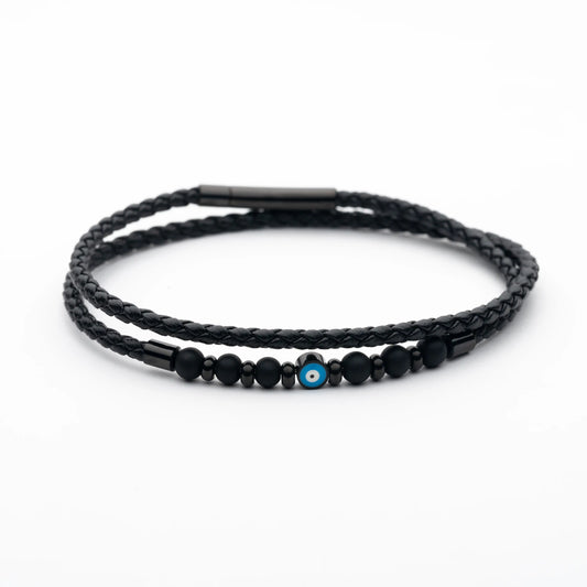 Leather Evil Eye Bracelet