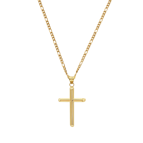 Cross Pendant + Figaro Chain Necklace