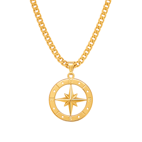 True North Pendant + Curb Chain Necklace