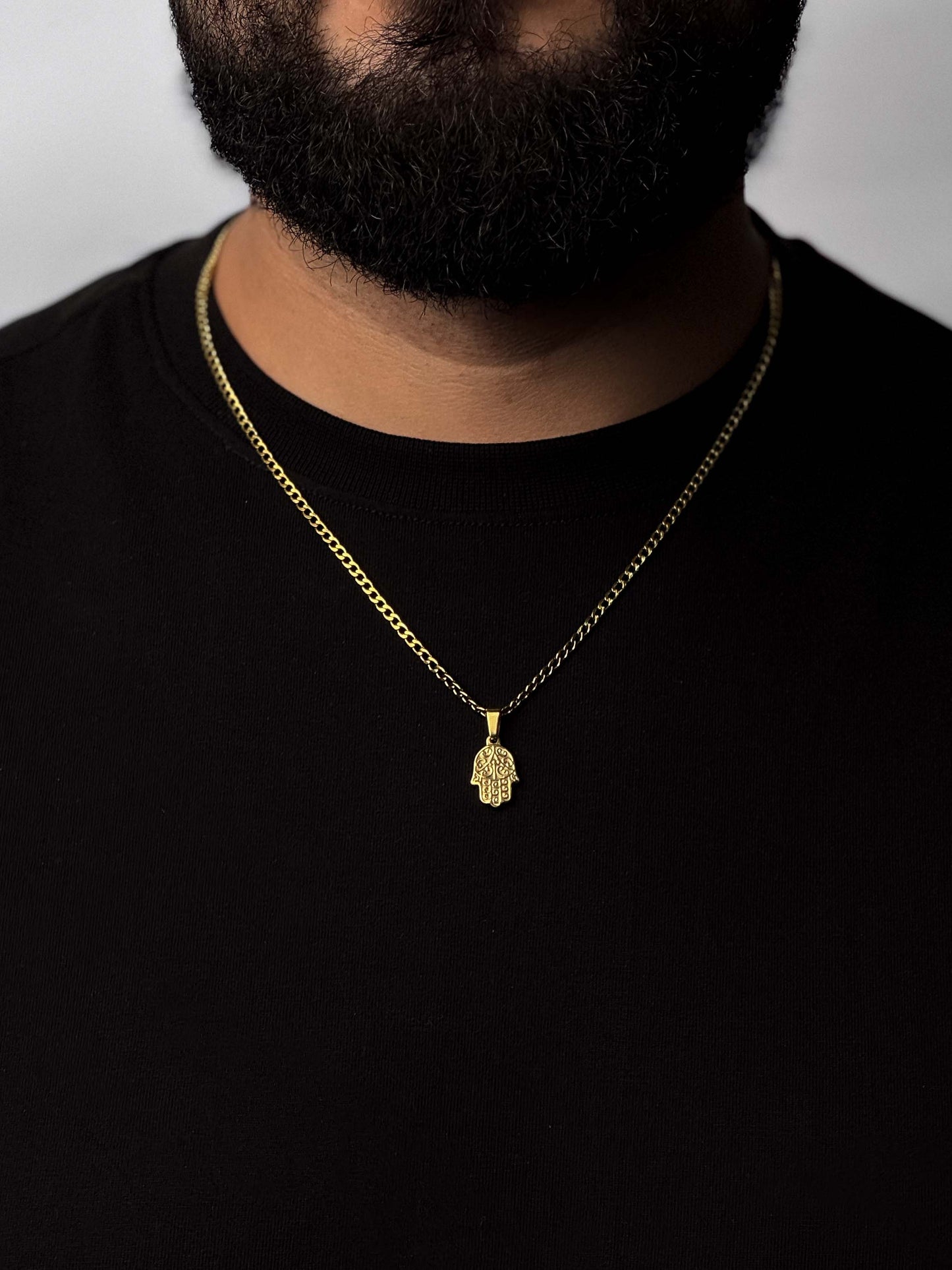 Hamsa Pendant + Curb Chain Necklace